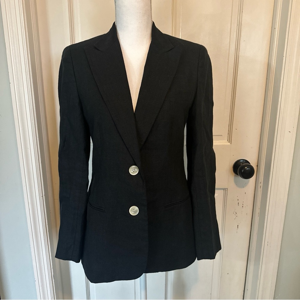 LAUREN RALPH LAUREN Women’s‎ Black Linen Jacket Blazer Size 6P Green Label